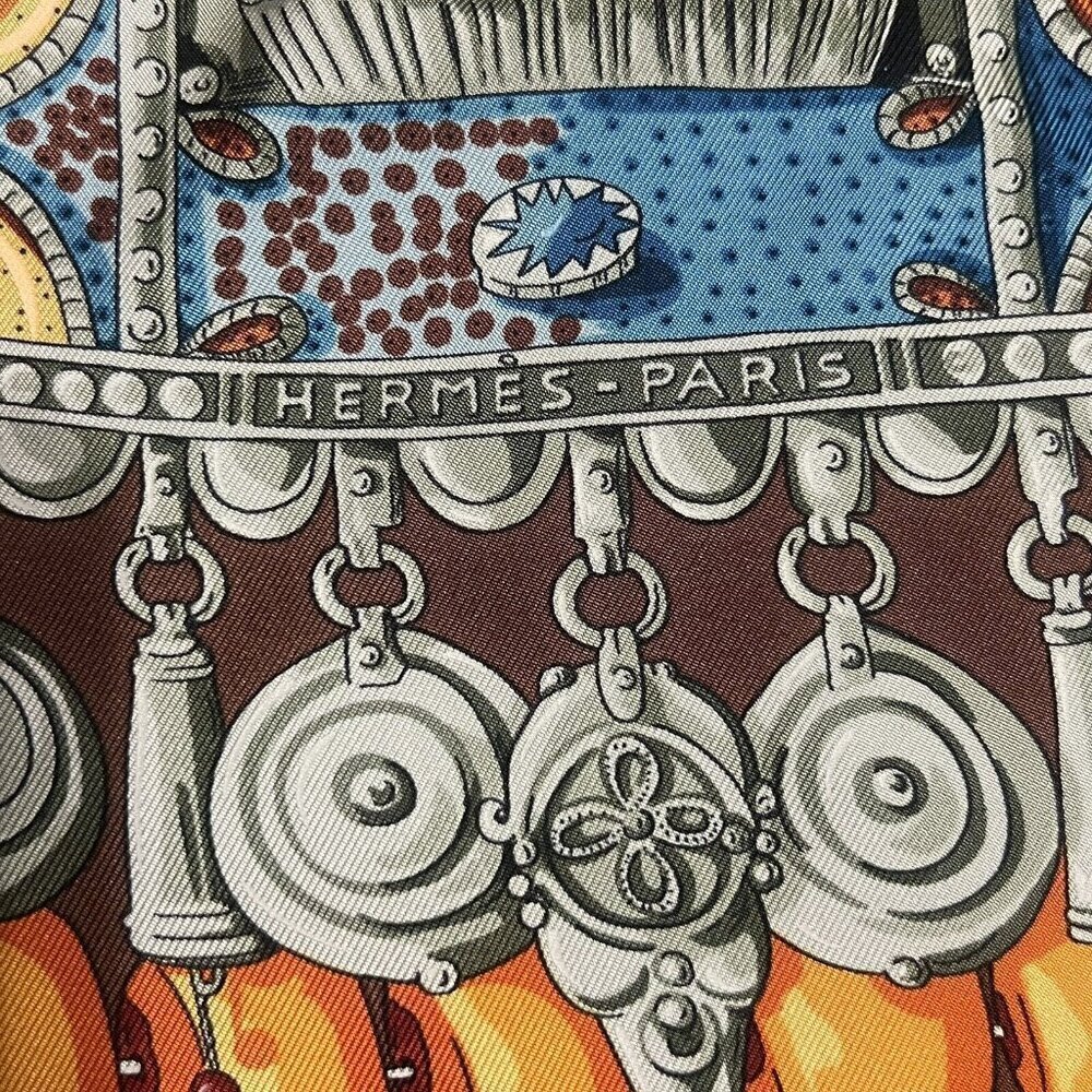 Hermès Carré 90 Terres Precieuses Silk Scarf Brown Hand Rolled France - Picture 3 of 15